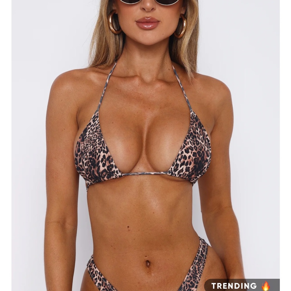 Leopard Print Triangle Bikini Set - Tan Leopard